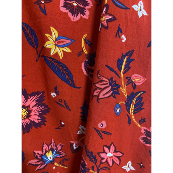 Old Navy Red Floral Peasant Top Plus Size 2X 28” Pit to Pit Tassel Tie Boho - Picture 5 of 11